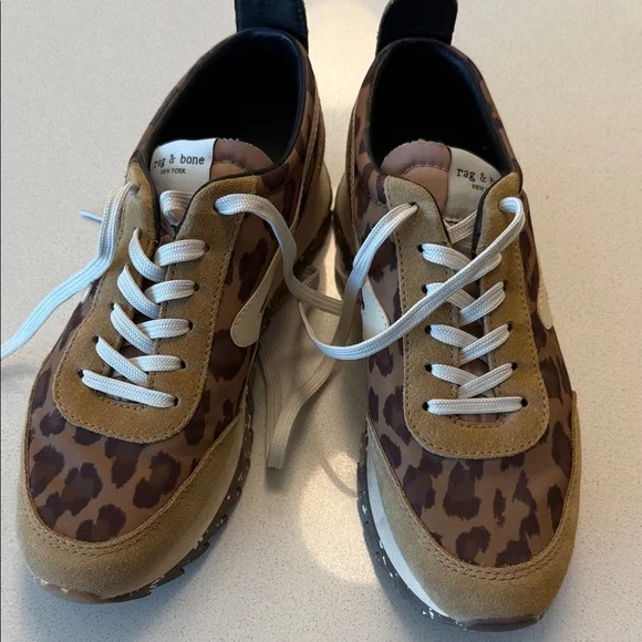 Rag & Bone Leopard Print Sneakers with Brown and Tan - Picture 2 of 3